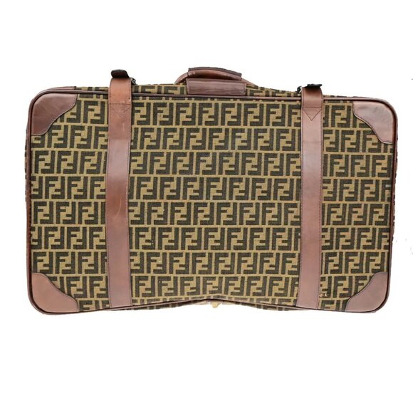 FENDI Logo Zucca Pattern Suitcase Travel Hand Bag Canvas Leather Brown 36YG733 - Picture 8 of 15